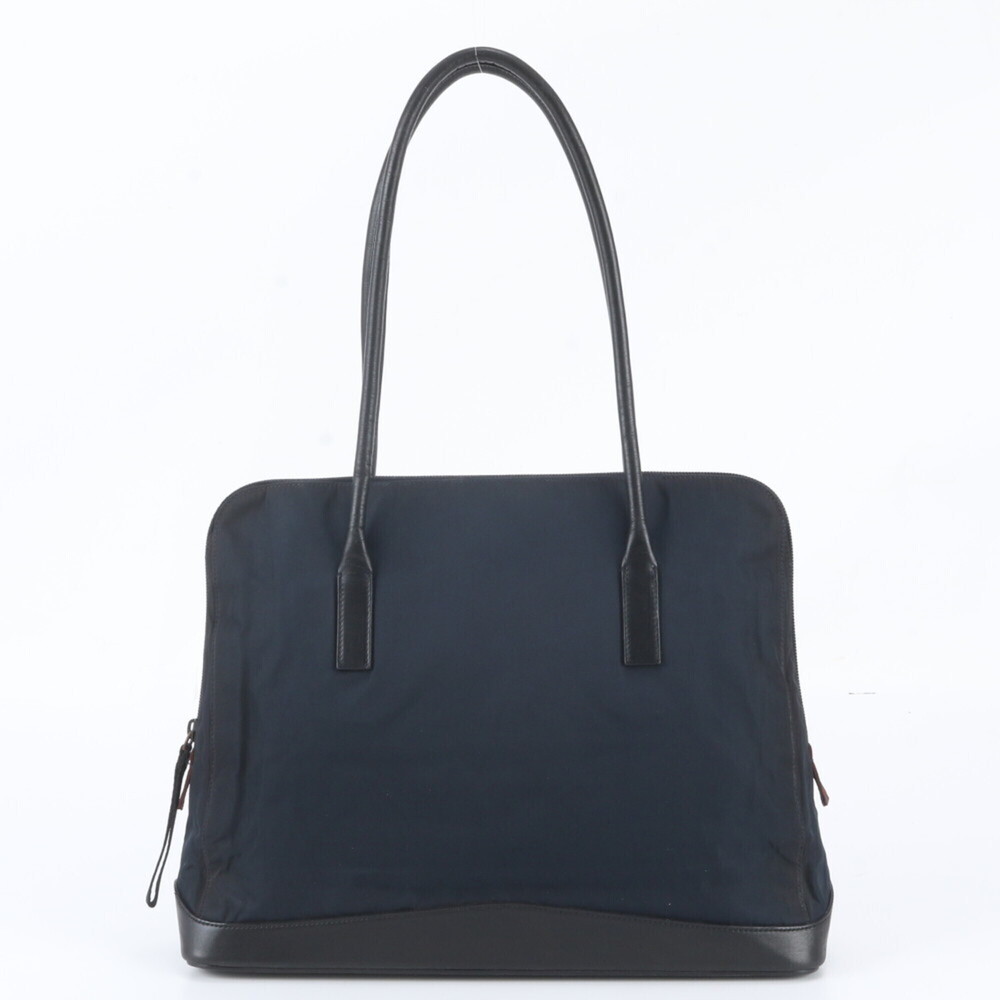 Prada Tessuto Nylon Leather Tote Bag Shoulder Navy Blue Brand Women's
